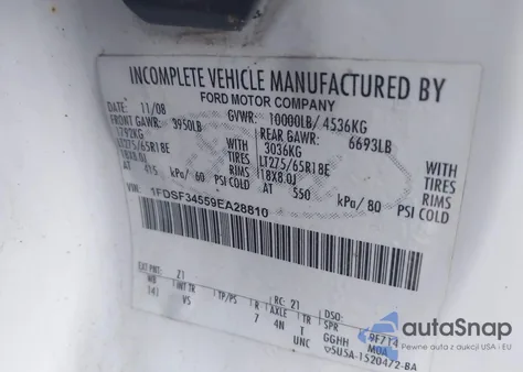 2009 Ford F-350 Chassis Xl/Xlt from USA, damaged, VIN 1FDSF34559EA28810